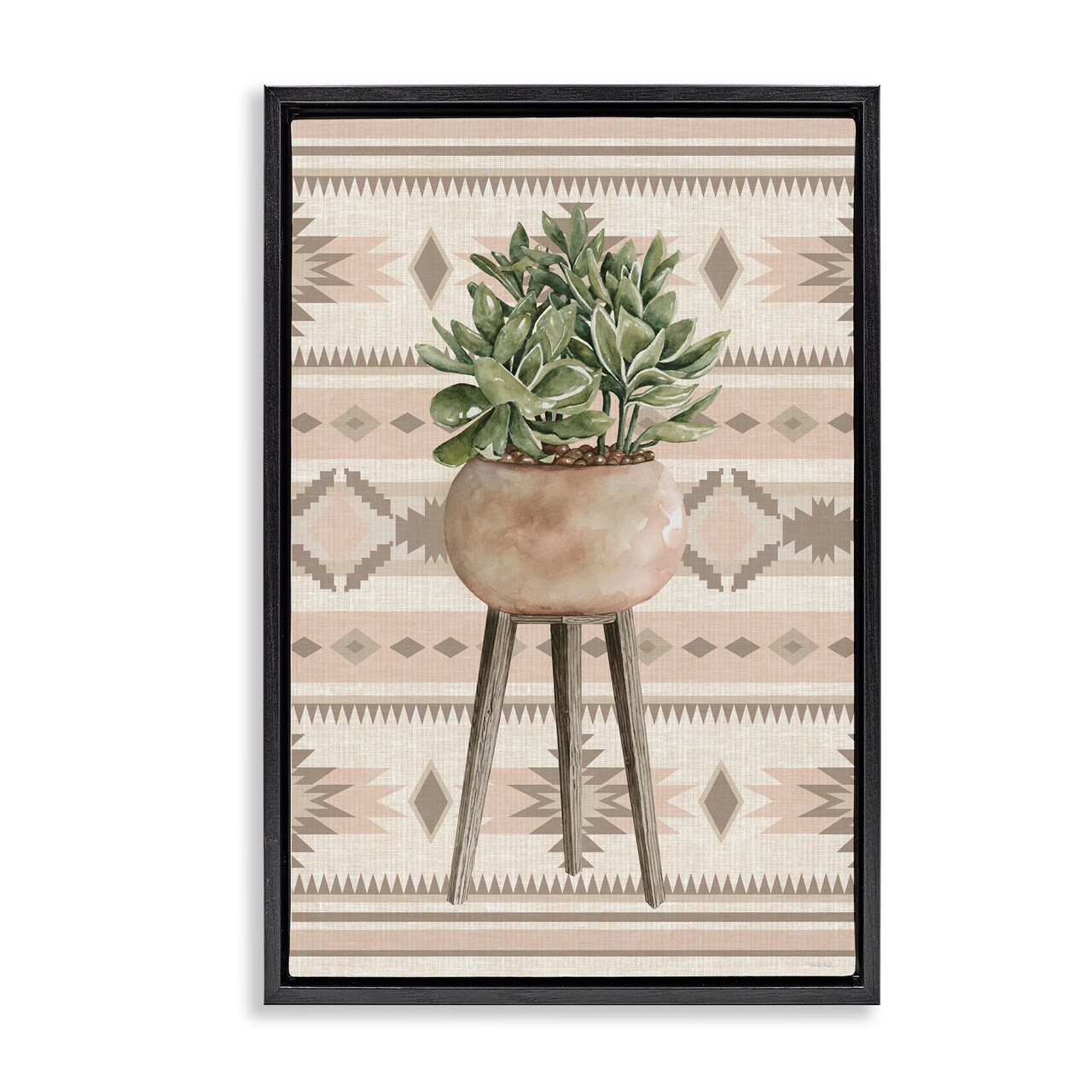 Stupell Industries Aztec Planter Green Plant Floating Frame, design by Cindy Jacobs